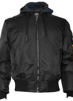 Бомбер top gun ma-1 nylon bomber jacket with hoodie (чорний)
