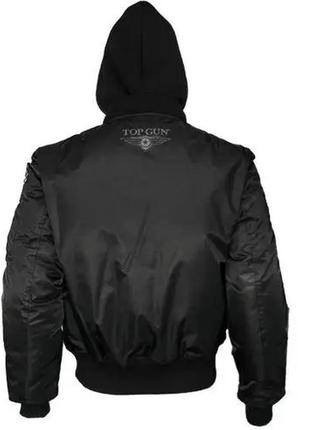 Бомбер top gun ma-1 nylon bomber jacket with hoodie (чорний)2 фото