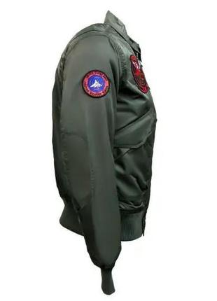 Бомбер top gun cwu-45 flight jacket with patches (olive)3 фото