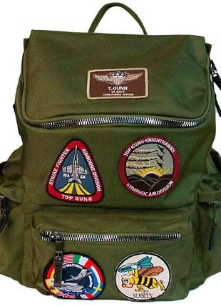 Рюкзак top gun backpack with patches (оливковий)1 фото