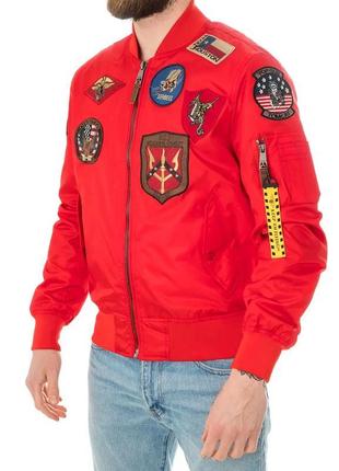 Вітрівка top gun ma-1 lightweight jacket with patches (червона)3 фото