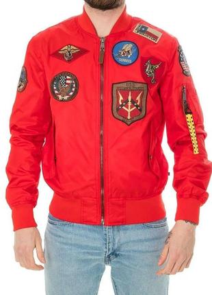 Вітрівка top gun ma-1 lightweight jacket with patches (червона)6 фото