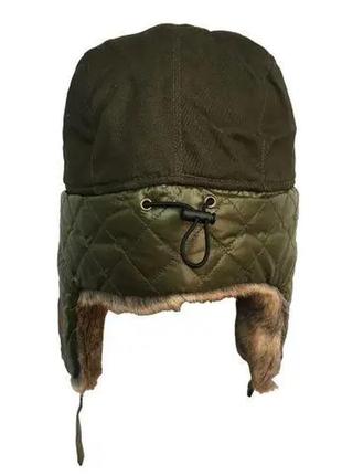 Зимова шапка top gun картатий winter hat (olive)3 фото