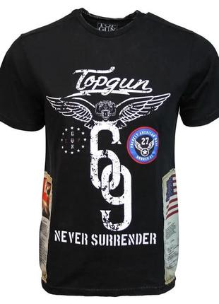 Футболка top gun "flags tee" (чорна)1 фото