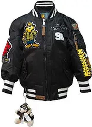 Дитяча льотна куртка kid's ma-1 champs bomber with hoodie (чорна)1 фото