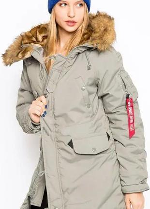 Жіноча аляска altitude w parka alpha industries (сіро-зелена5 фото