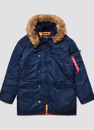 Куртка аляска slim fit n-3b parka (синя)1 фото