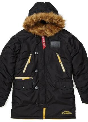 Куртка аляска n-3b inclement parka alpha industries (чорна)2 фото