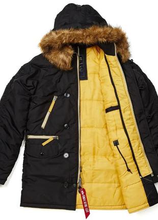 Куртка аляска n-3b inclement parka alpha industries (чорна)5 фото