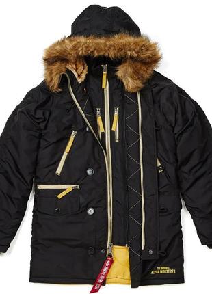 Куртка аляска n-3b inclement parka alpha industries (чорна)6 фото