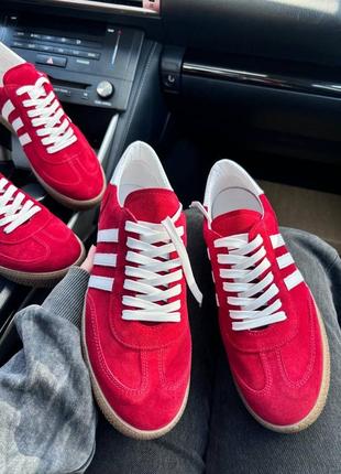 Кроссовки adidas gazelle красный велюр2 фото