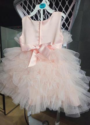 Супер пышное детское нарядное розовое персиковое нежное праздничное платье на рочек 1 год 12м 2 3 4 5 6 7 лет 18м 86 92 98 104 110 116 в день рождения8 фото