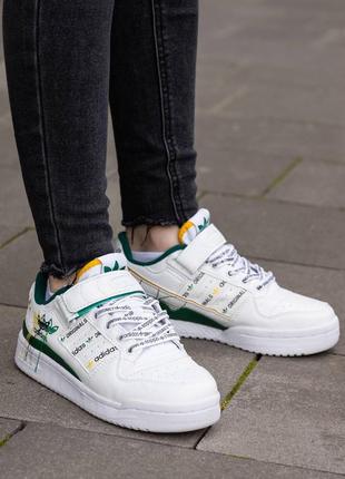 Женские кроссовки адидас форум 84 лоу бело-зелёные / adidas forum 84 low white green4 фото