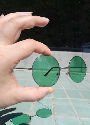 Веселі круглі окуляри зелені хіпі стиль3 фото