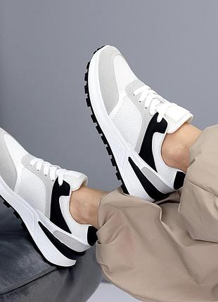 Кроссовки кожаные в белом и черном цвете ❤️❤️❤️