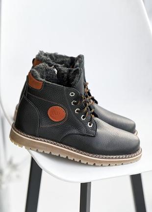 Підліткові черевики шкіряні зимові чорні walker 74 (39)
