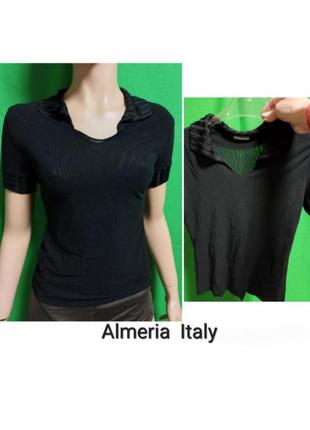Італія напівпрозора футболка з подвійної сітки в коміром із трикотажного шовку