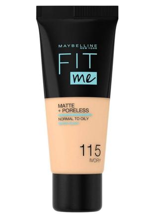 Тональний крем maybelline new york fit me матуючий 115 ivory 30 мл.1 фото