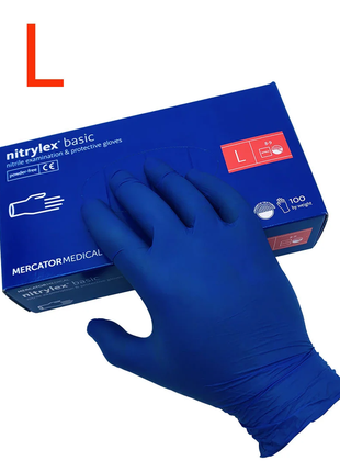 Рукавички нітрилові mercator medical nitrylex basic 100 шт розмір2 фото