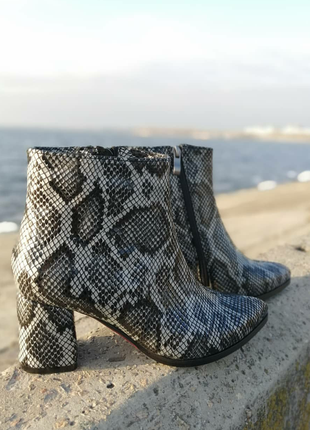 Стильные ботильоны из натуральной кожи питона на низком каблуке 6см