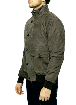 M-2xl куртка мужская vera pelle, пог-59 см, замша 100%, короткая кожаная куртка бомбер, италия