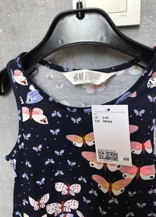 Платье сарафан новое синее h&amp;m 2-4 года 98-104 см платье3 фото