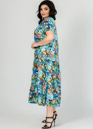 Гарна жіноча літня сукня з рослинним принтом, для пишних форм2 фото