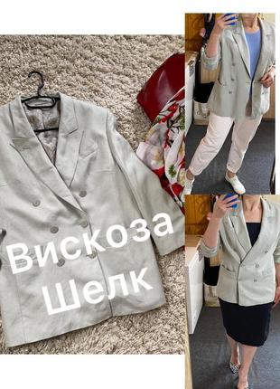Стильный двубортный пиджак вискоза/шелк,madame collection германия,р.38-401 фото