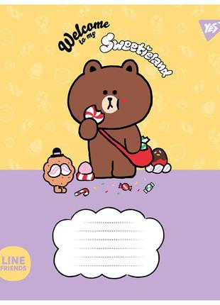 Тетрадь школьная yes line friends. sweetieland 12 листов клетка4 фото