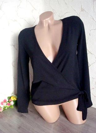 Блуза чёрная новая на запах,44 р