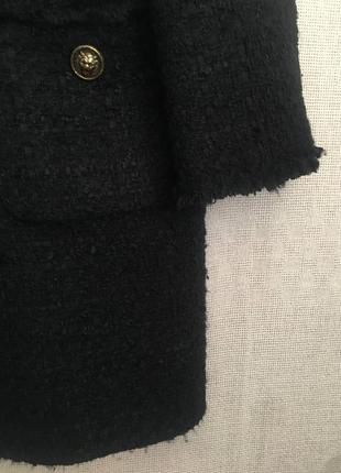 Чорний   жакет  піджак із твіду стиль шанель,5 фото