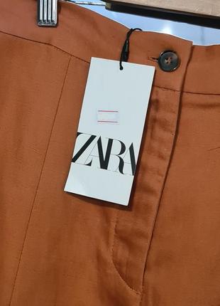 Крутая длинная льняная юбка zara - c9 фото