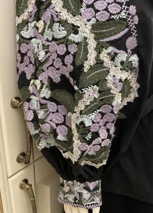 Розкішна натуральна блуза h&m сорочка вишиванка з обʼємним довгим рукавом2 фото