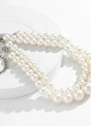 Набор из двух ожерельев с искусственным жемчугом белым3 фото