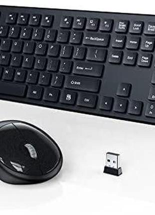 Бездротова клавіатура та миша, wisfox, повнорозмірна бездротова миша та клавіатура combo,