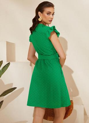 Летнее платье из прошвы (белое, зеленое, темное)4 фото