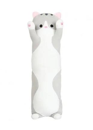 М'яка іграшка-подушка 70 см кіт сірий2 фото