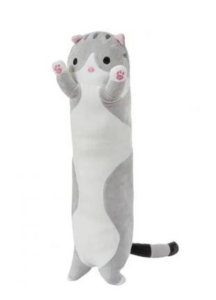 М'яка іграшка-подушка 70 см кіт сірий4 фото