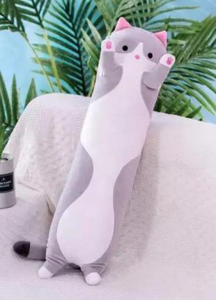 М'яка іграшка-подушка 70 см кіт сірий3 фото
