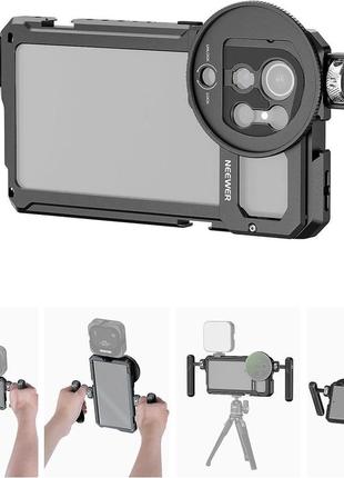 Клетка рамка neewer pa021 для смартфона samsung s23 ultra з ручками та адаптером для фільтра об'єктива