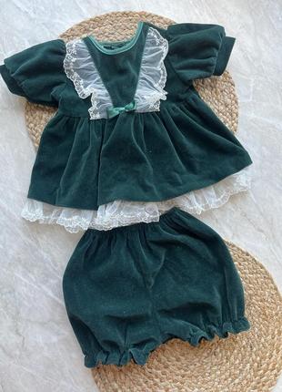 Набор велюровый блумеры и блуза 3-6 месяцев