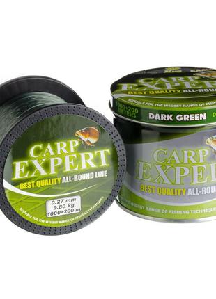 Леска карповая carp expert dark green 0.27 мм 1200м 9,8 кг зеленая