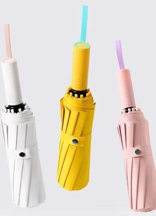 Супер крепкий ветрозащитный автоматический зонтик 72 bone с уф-защитой для женщин, персик