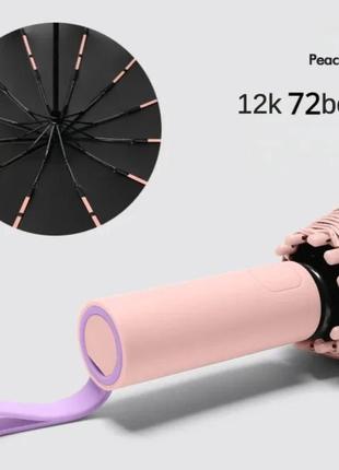 Супер крепкий ветрозащитный автоматический зонтик 72 bone с уф-защитой для женщин, персик