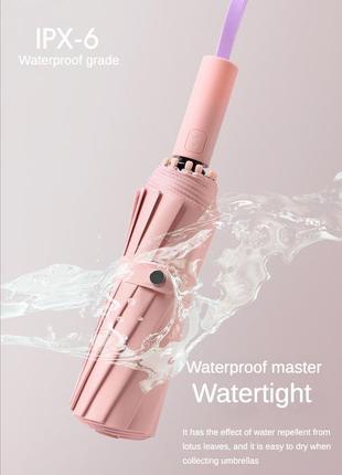 Супер крепкий ветрозащитный автоматический зонтик 72 bone с уф-защитой для женщин, персик