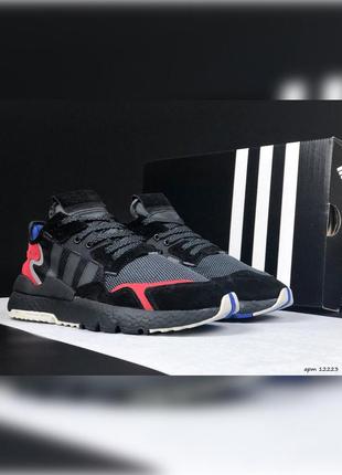 Мужские кроссовки   adidas nite jogger черные с красным2 фото