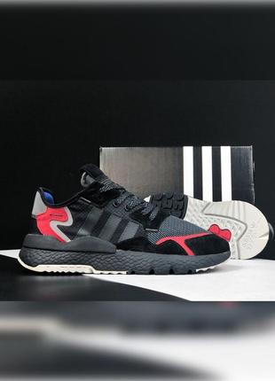 Мужские кроссовки   adidas nite jogger черные с красным5 фото