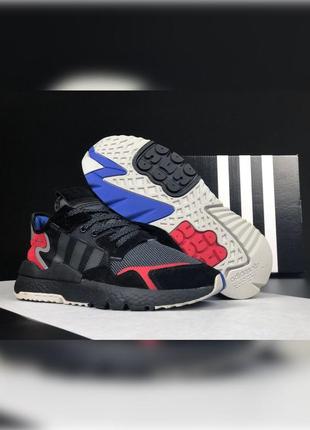 Чоловічі кросівки   adidas nite jogger чорні з червоним4 фото