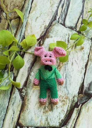 Свинюшка - джентльмен вязаная амигуруми игрушка2 фото