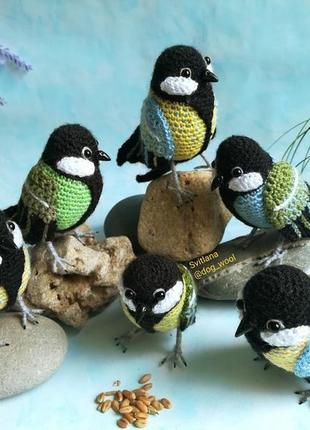 Синички амигуруми, вязные игрушки птички1 фото